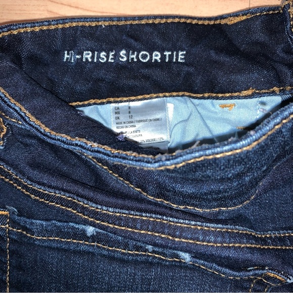AE High Rise Dark Wash Stretch Shorts sz 8 - Picture 3 of 3